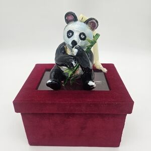 Charming Panda Figurine on Velvet Box